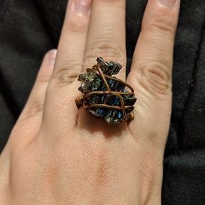 Copper wire gem ring size 8